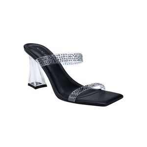 MARC FISHER Womens Black Anlita Toe Sculpted Heel Slip On Heeled Sandal 7.5 M